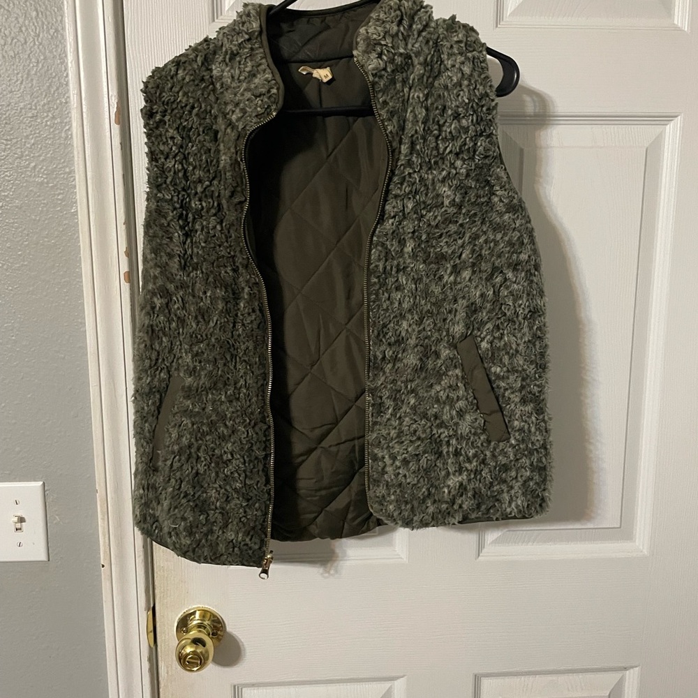 Maurices Olive Green Fuzzy Vest